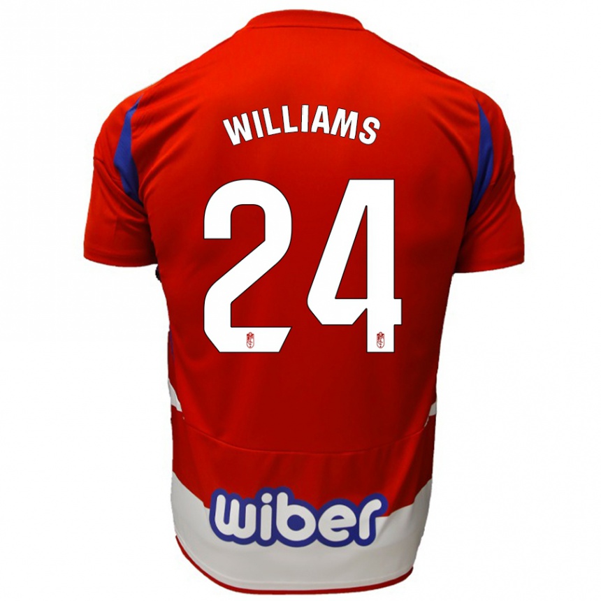 Niño Fútbol Camiseta Loïc Williams #24 Rojo Blanco Azul 1ª Equipación 2024/25 Argentina