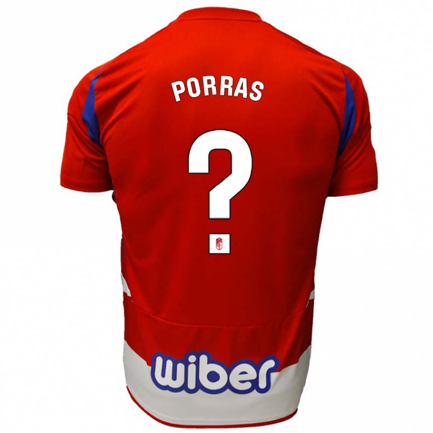 Niño Fútbol Camiseta Cristian Porras #0 Rojo Blanco Azul 1ª Equipación 2024/25 Argentina