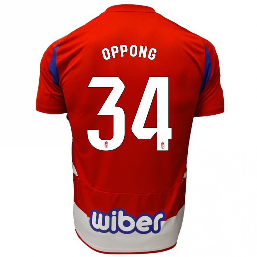 Niño Fútbol Camiseta Oscar Naasei Oppong #34 Rojo Blanco Azul 1ª Equipación 2024/25 Argentina