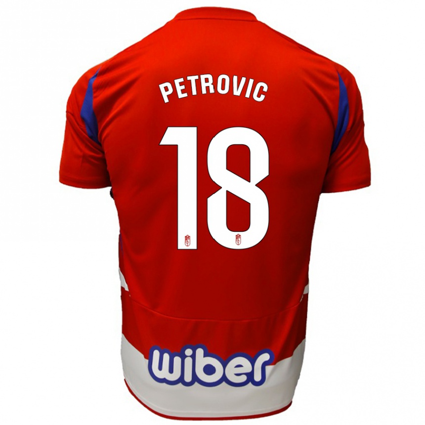 Niño Fútbol Camiseta Njegos Petrovic #18 Rojo Blanco Azul 1ª Equipación 2024/25 Argentina