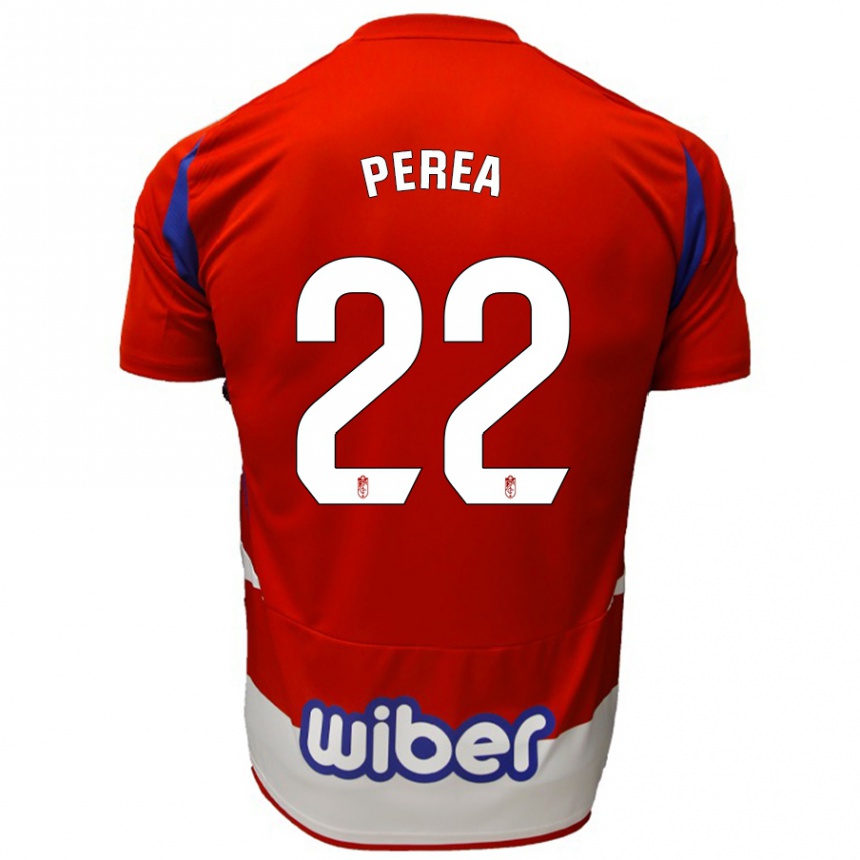 Niño Fútbol Camiseta Alberto Perea #22 Rojo Blanco Azul 1ª Equipación 2024/25 Argentina