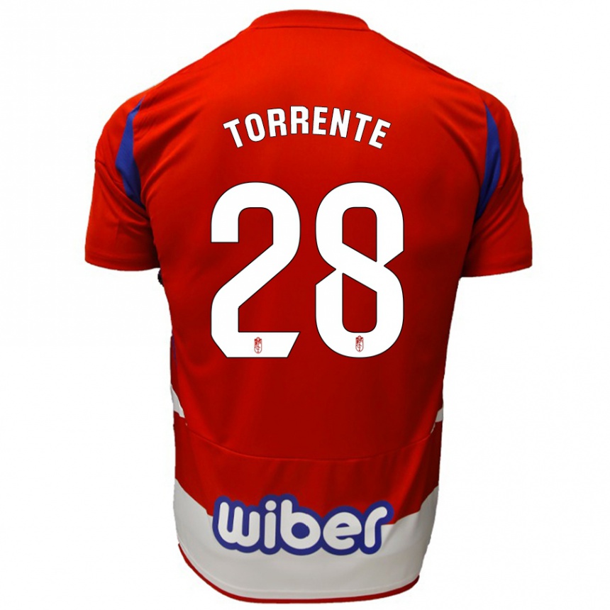 Niño Fútbol Camiseta Raúl Torrente #28 Rojo Blanco Azul 1ª Equipación 2024/25 Argentina