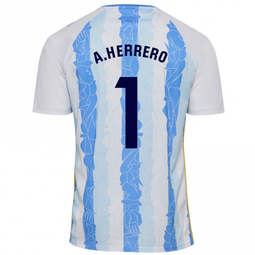 Niño Fútbol Camiseta Alfonso Herrero #1 Blanco Azul 1ª Equipación 2024/25 Argentina