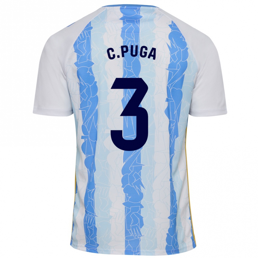 Niño Fútbol Camiseta Carlos Puga #3 Blanco Azul 1ª Equipación 2024/25 Argentina