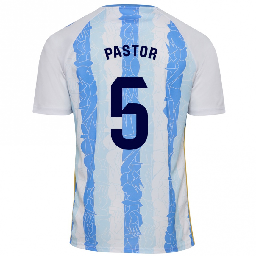 Niño Fútbol Camiseta Álex Pastor #5 Blanco Azul 1ª Equipación 2024/25 Argentina