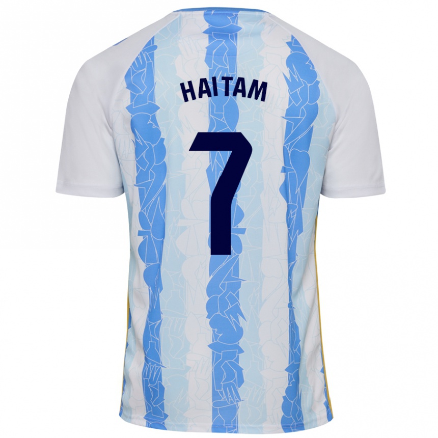 Niño Fútbol Camiseta Haitam Abaida #7 Blanco Azul 1ª Equipación 2024/25 Argentina