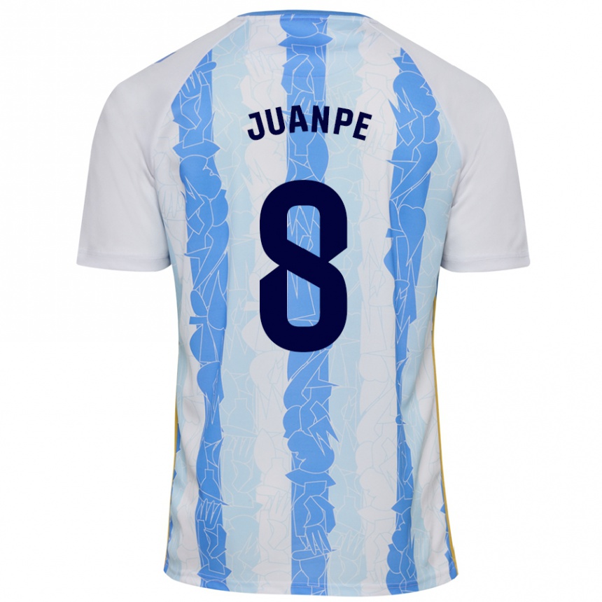 Niño Fútbol Camiseta Juanpe #8 Blanco Azul 1ª Equipación 2024/25 Argentina