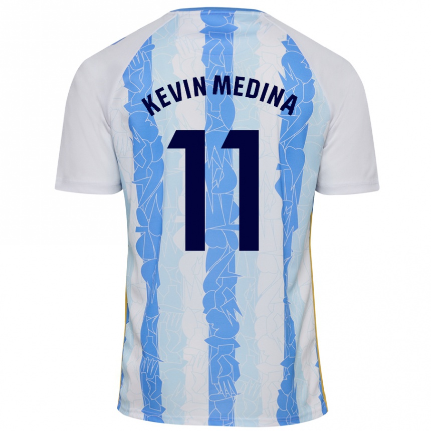 Niño Fútbol Camiseta Kevin Medina #11 Blanco Azul 1ª Equipación 2024/25 Argentina