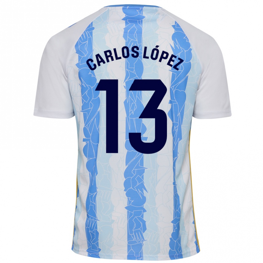 Niño Fútbol Camiseta Carlos López #13 Blanco Azul 1ª Equipación 2024/25 Argentina