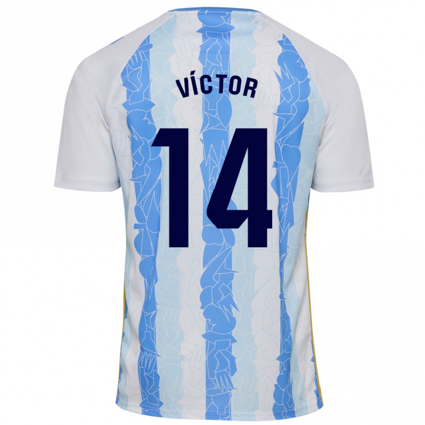 Niño Fútbol Camiseta Víctor García #14 Blanco Azul 1ª Equipación 2024/25 Argentina