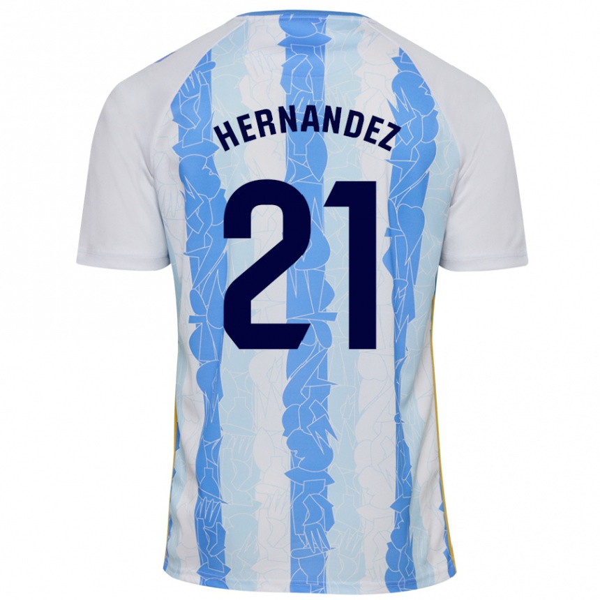 Niño Fútbol Camiseta Juan Hernández #21 Blanco Azul 1ª Equipación 2024/25 Argentina