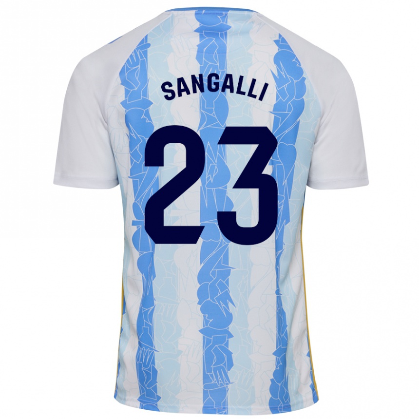 Niño Fútbol Camiseta Luca Sangalli #23 Blanco Azul 1ª Equipación 2024/25 Argentina