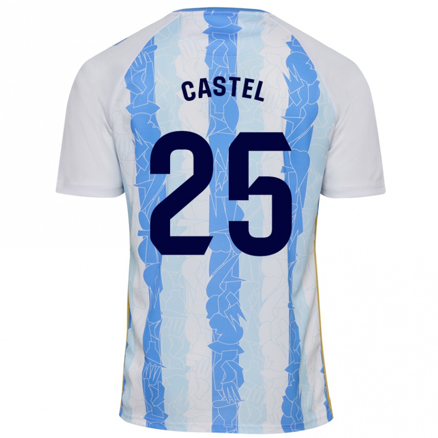 Niño Fútbol Camiseta Sergio Castel #25 Blanco Azul 1ª Equipación 2024/25 Argentina