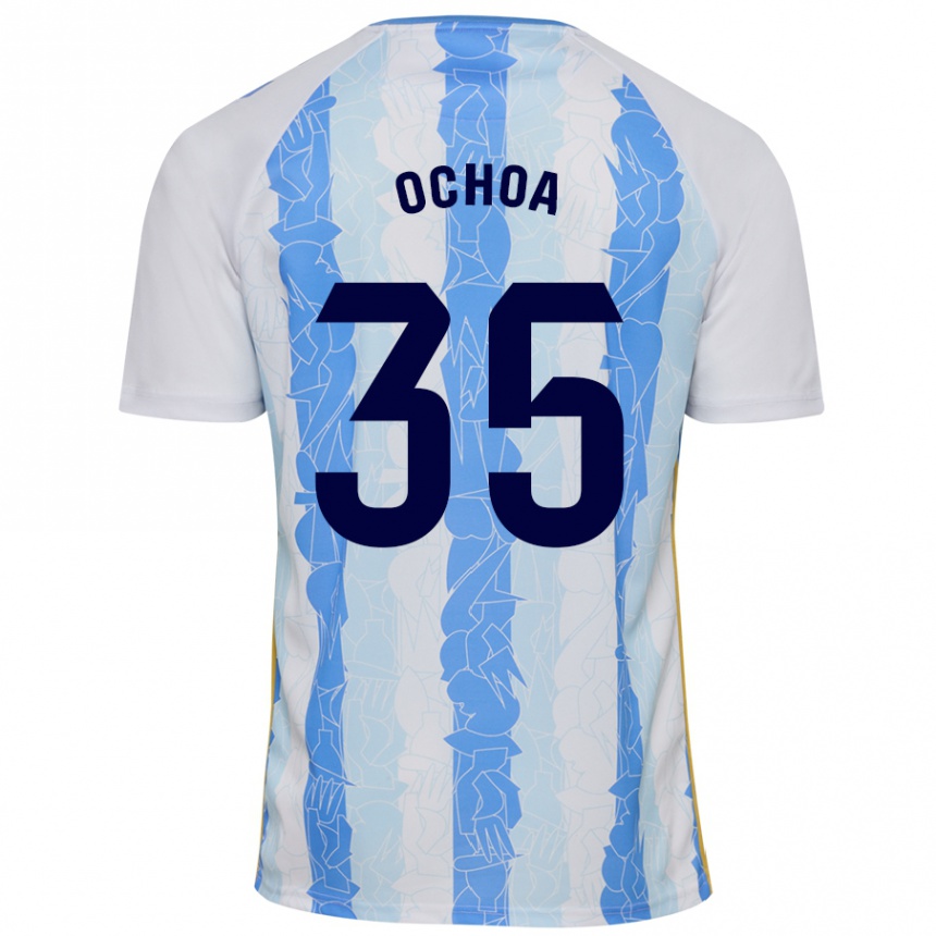 Niño Fútbol Camiseta Aarón Ochoa #35 Blanco Azul 1ª Equipación 2024/25 Argentina