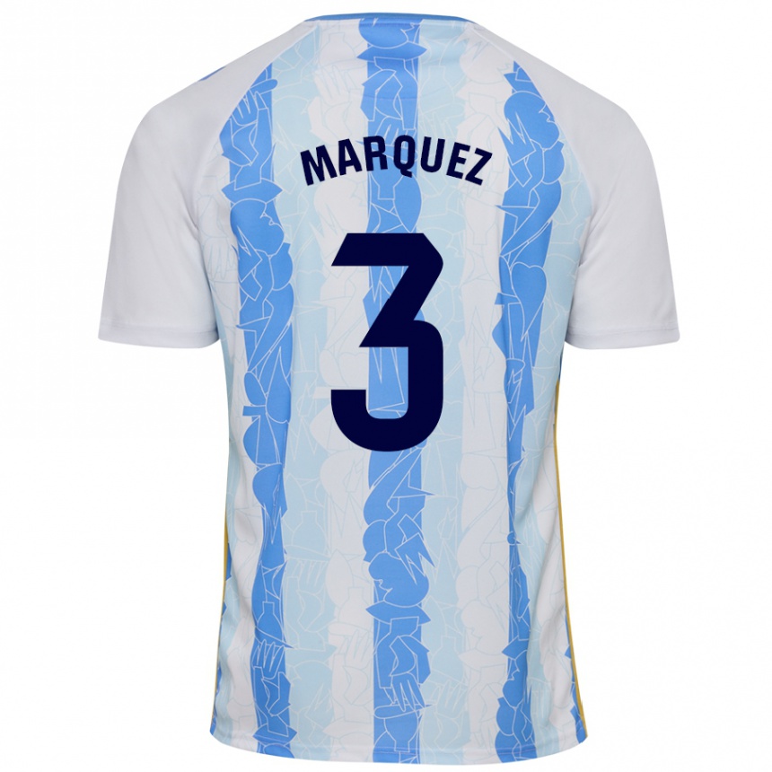 Niño Fútbol Camiseta David Márquez #3 Blanco Azul 1ª Equipación 2024/25 Argentina