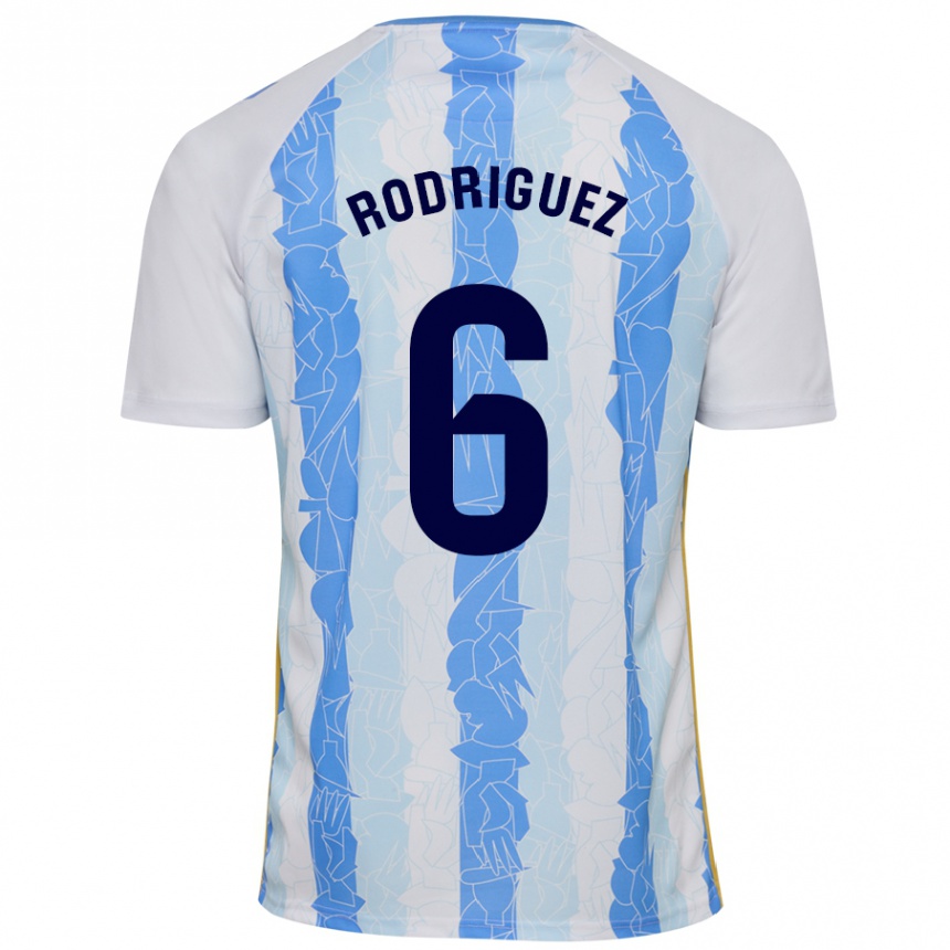 Niño Fútbol Camiseta Rafa Rodríguez #6 Blanco Azul 1ª Equipación 2024/25 Argentina