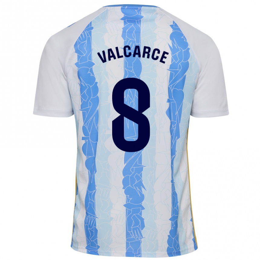 Niño Fútbol Camiseta Alejandro Valcarce #8 Blanco Azul 1ª Equipación 2024/25 Argentina