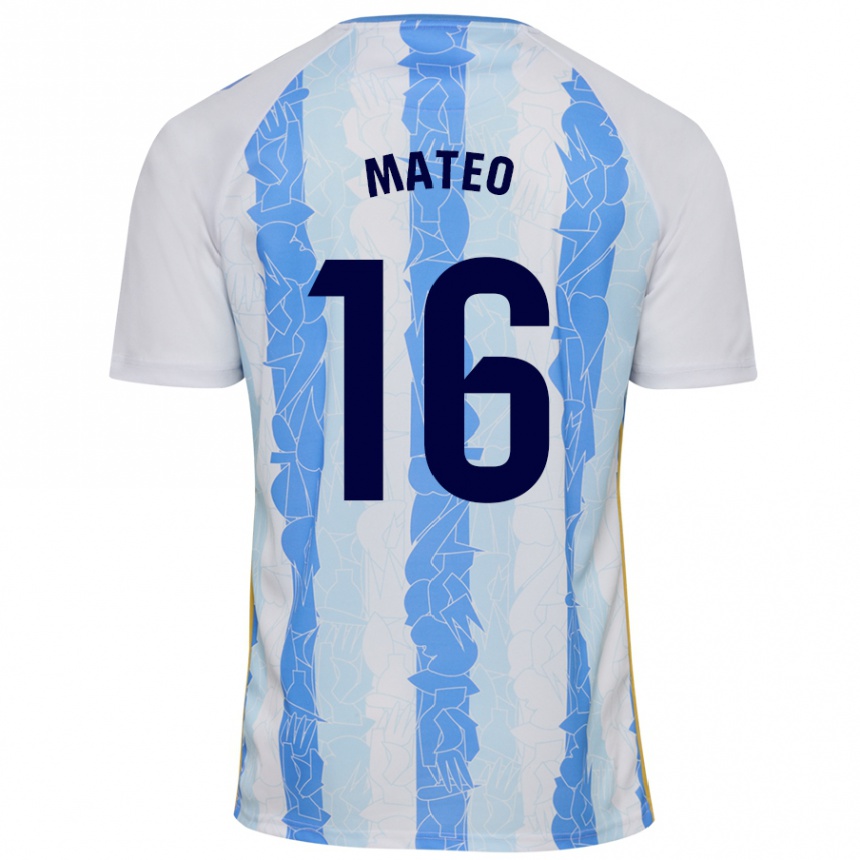 Niño Fútbol Camiseta Ángel Mateo #16 Blanco Azul 1ª Equipación 2024/25 Argentina