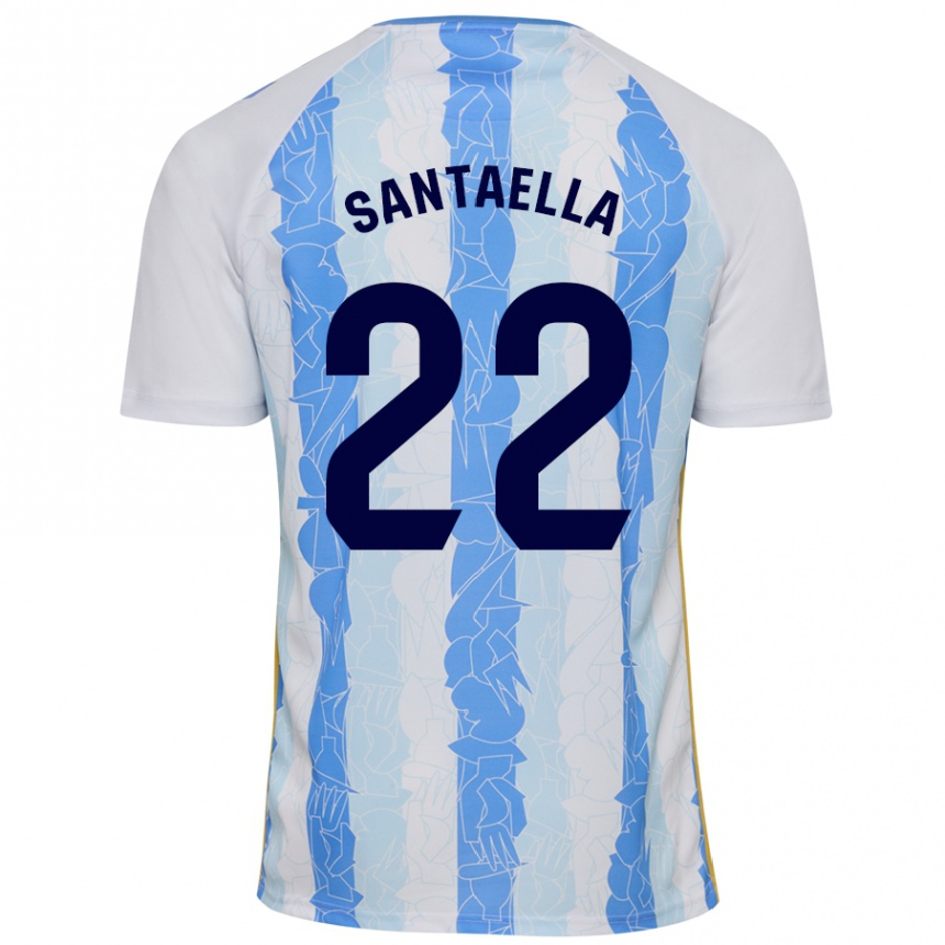 Niño Fútbol Camiseta Miguel Ángel Santaella #22 Blanco Azul 1ª Equipación 2024/25 Argentina