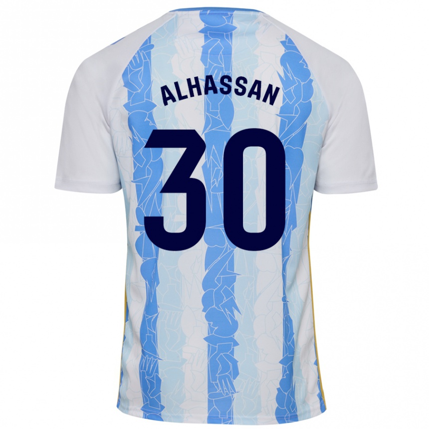 Niño Fútbol Camiseta Mubarak Alhassan #30 Blanco Azul 1ª Equipación 2024/25 Argentina