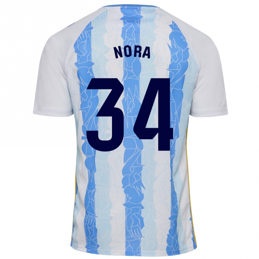 Niño Fútbol Camiseta Nora #34 Blanco Azul 1ª Equipación 2024/25 Argentina