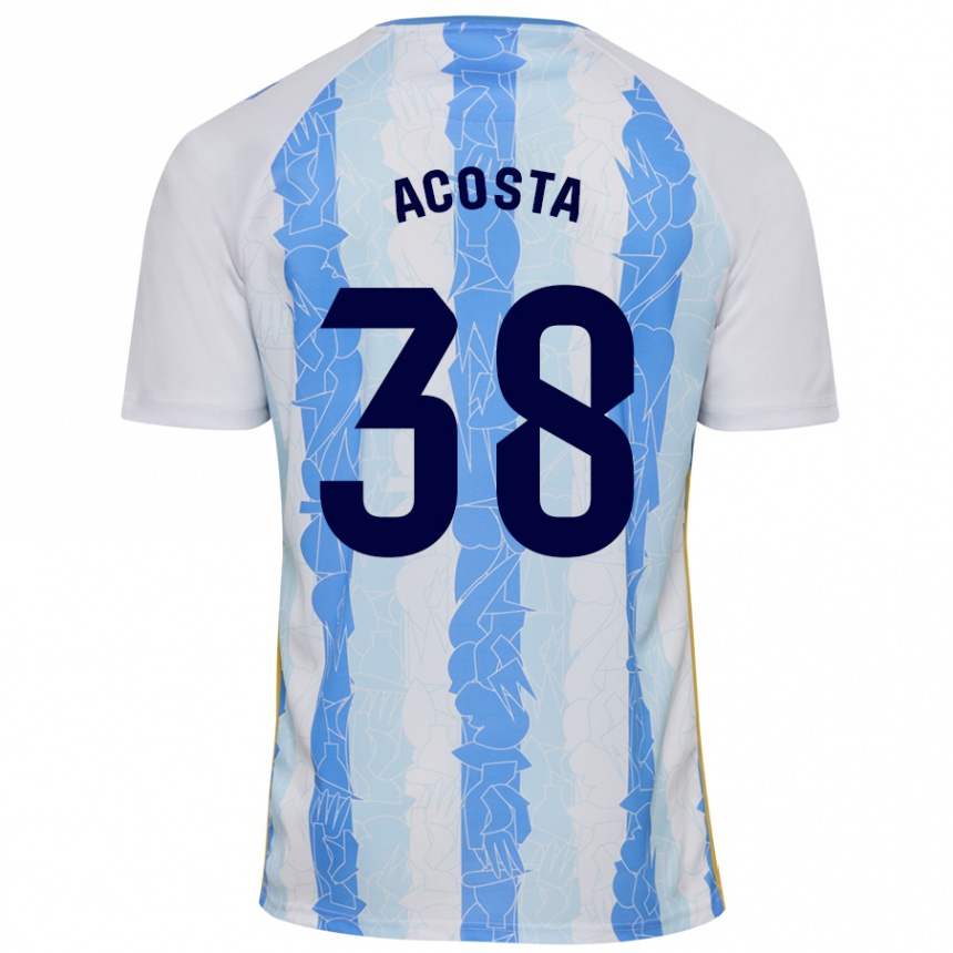 Niño Fútbol Camiseta Judith Acosta #38 Blanco Azul 1ª Equipación 2024/25 Argentina