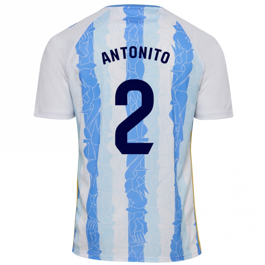 Niño Fútbol Camiseta Antoñito #2 Blanco Azul 1ª Equipación 2024/25 Argentina