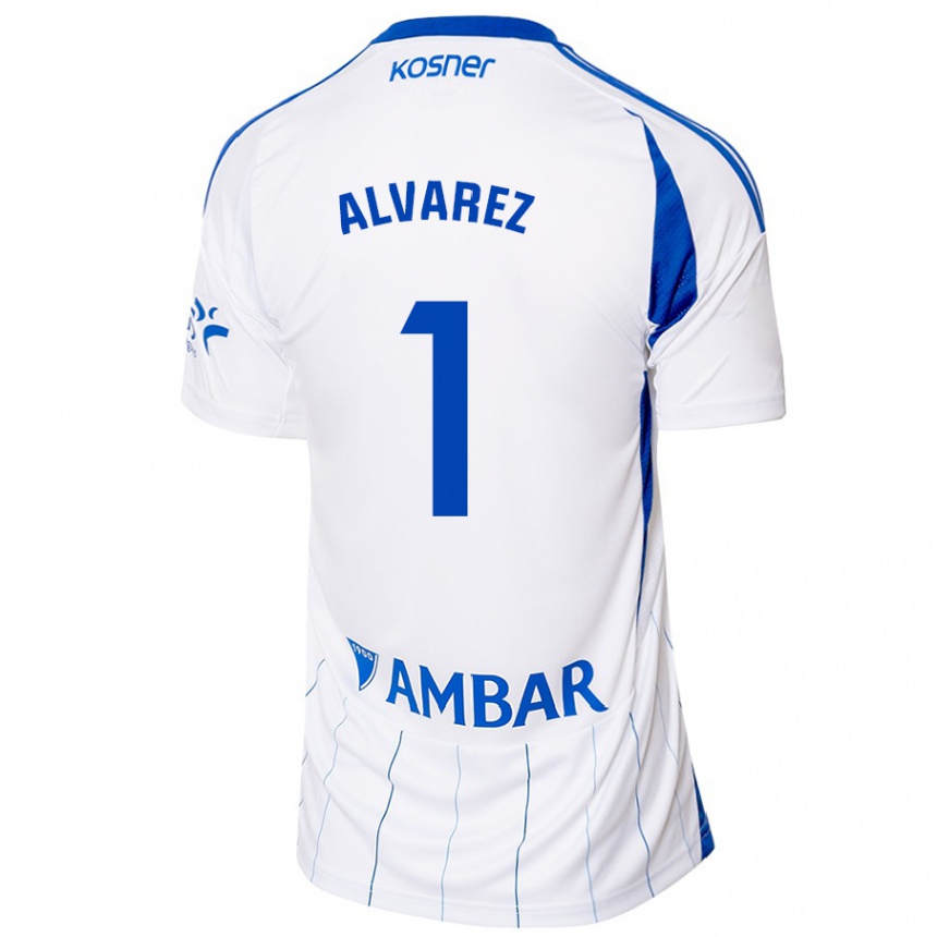 Niño Fútbol Camiseta Cristian Álvarez #1 Rojo Blanco 1ª Equipación 2024/25 Argentina