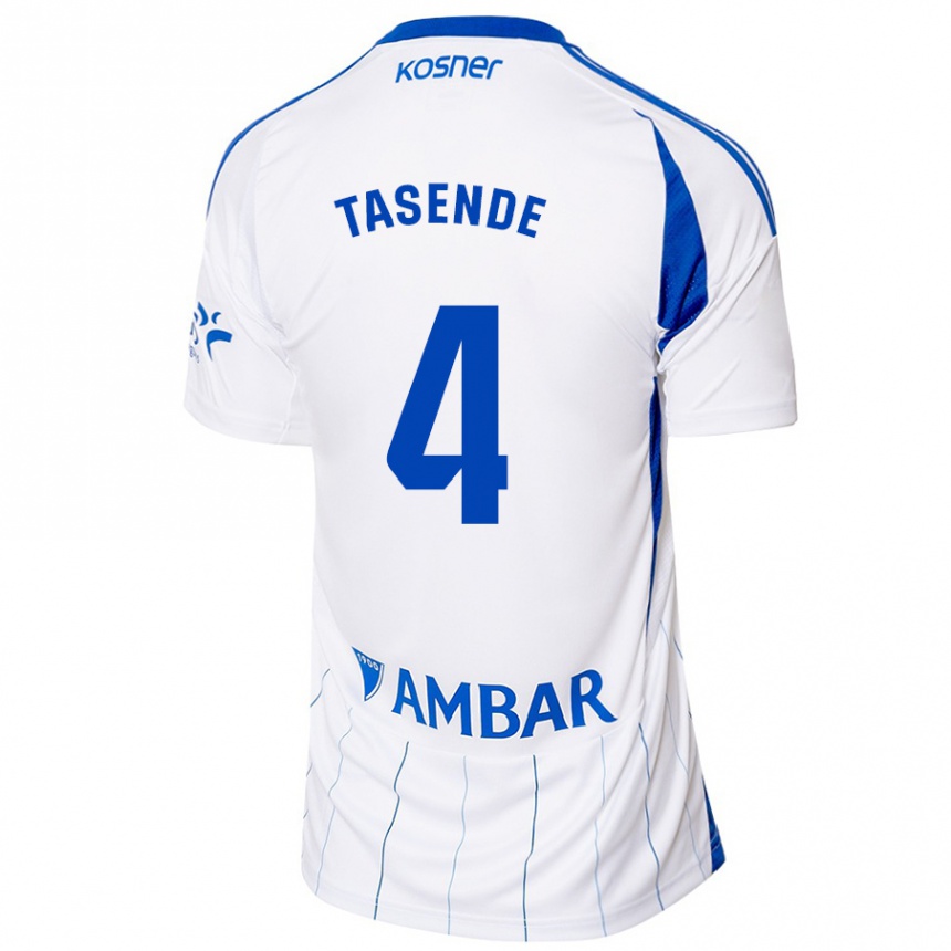 Niño Fútbol Camiseta Dani Tasende #4 Rojo Blanco 1ª Equipación 2024/25 Argentina