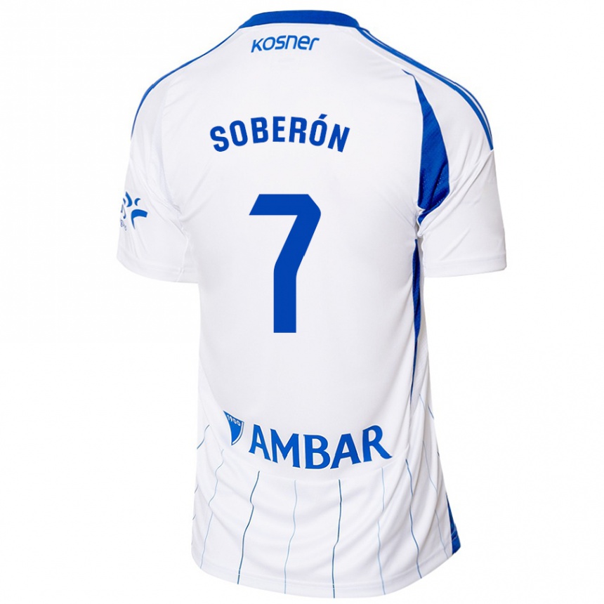 Niño Fútbol Camiseta Mario Soberón #7 Rojo Blanco 1ª Equipación 2024/25 Argentina