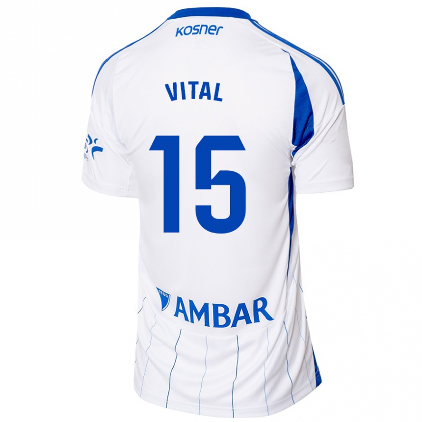 Niño Fútbol Camiseta Bernardo Vital #15 Rojo Blanco 1ª Equipación 2024/25 Argentina