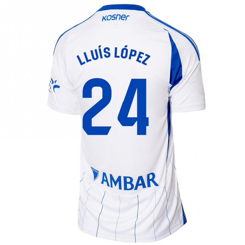 Niño Fútbol Camiseta Lluís López #24 Rojo Blanco 1ª Equipación 2024/25 Argentina