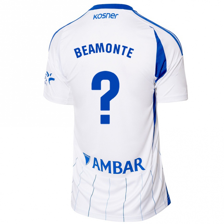 Niño Fútbol Camiseta Adrián Beamonte #0 Rojo Blanco 1ª Equipación 2024/25 Argentina