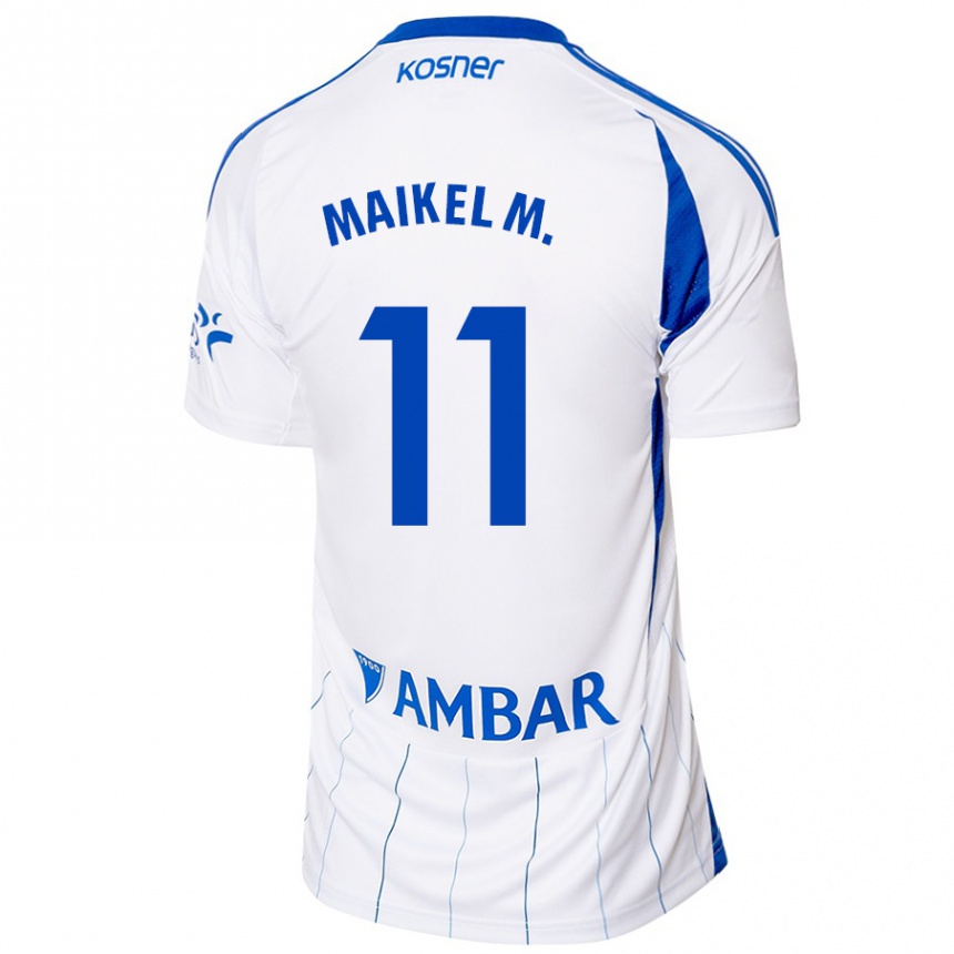 Niño Fútbol Camiseta Maikel Mesa #11 Rojo Blanco 1ª Equipación 2024/25 Argentina