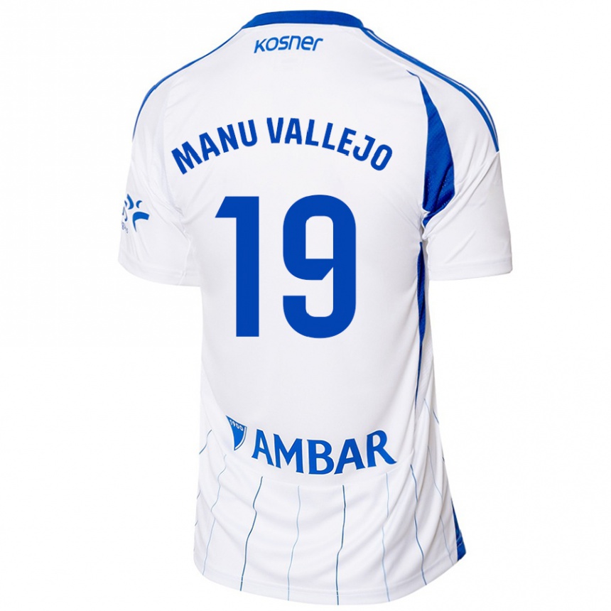 Niño Fútbol Camiseta Manu Vallejo #19 Rojo Blanco 1ª Equipación 2024/25 Argentina