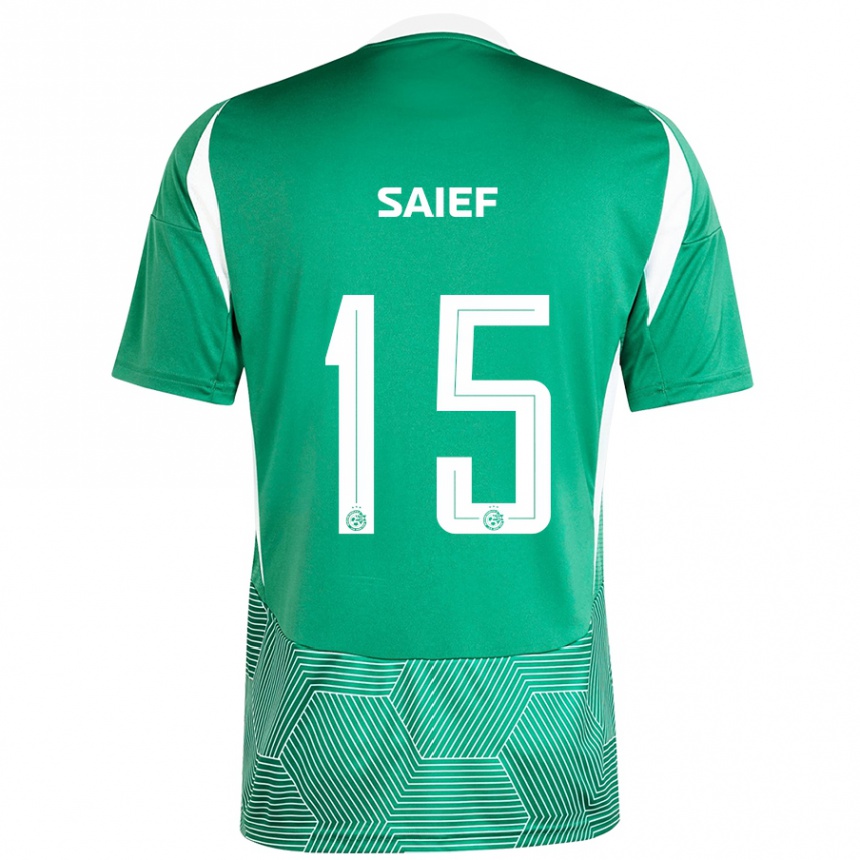 Niño Fútbol Camiseta Kenny Saief #15 Verde Blanco 1ª Equipación 2024/25 Argentina