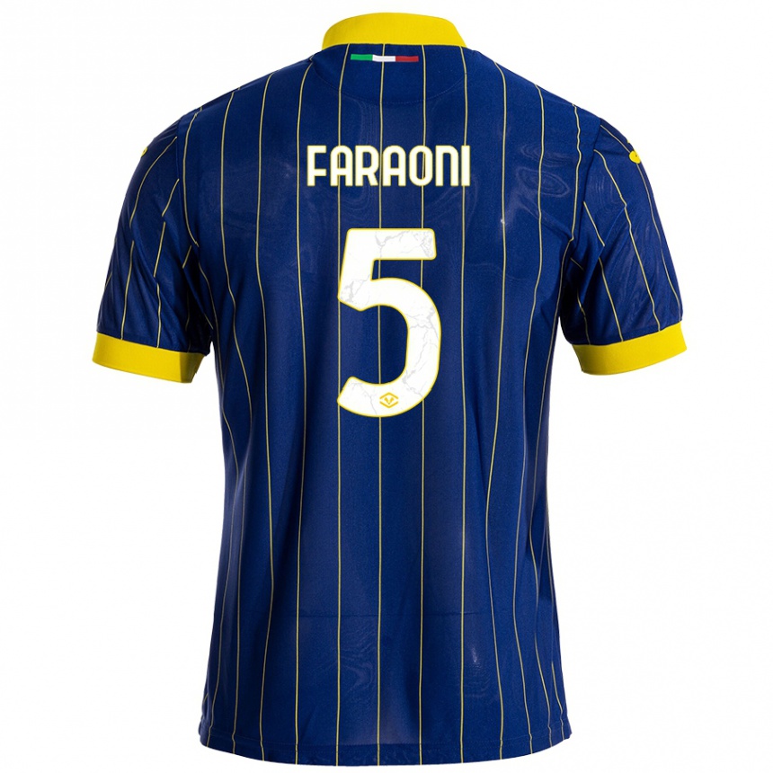 Niño Fútbol Camiseta Davide Faraoni #5 Azul Amarillo 1ª Equipación 2024/25 Argentina