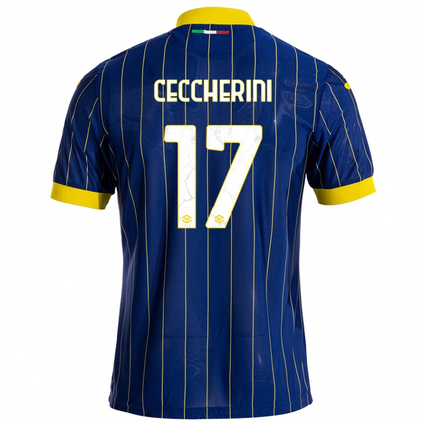 Niño Fútbol Camiseta Federico Ceccherini #17 Azul Amarillo 1ª Equipación 2024/25 Argentina