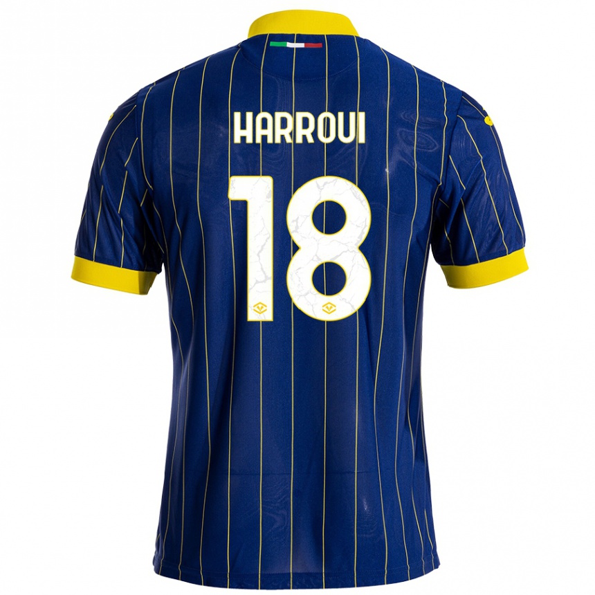 Niño Fútbol Camiseta Abdou Harroui #18 Azul Amarillo 1ª Equipación 2024/25 Argentina