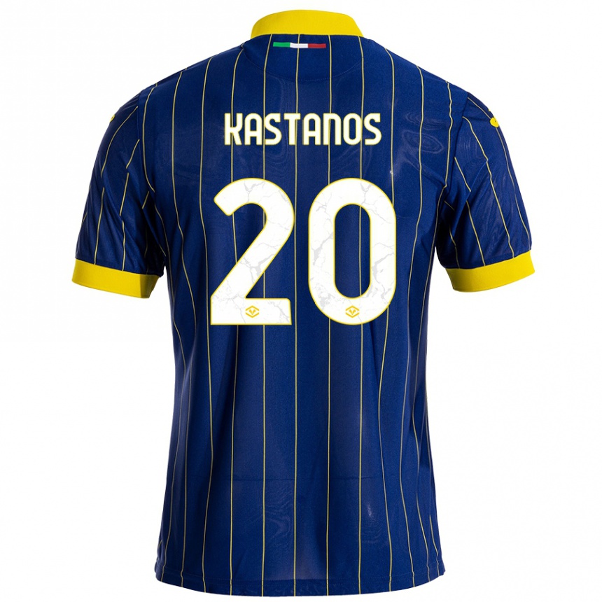 Niño Fútbol Camiseta Grigoris Kastanos #20 Azul Amarillo 1ª Equipación 2024/25 Argentina