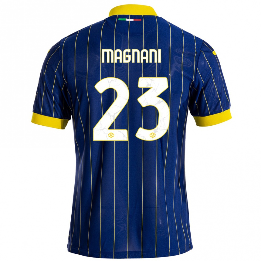 Niño Fútbol Camiseta Giangiacomo Magnani #23 Azul Amarillo 1ª Equipación 2024/25 Argentina