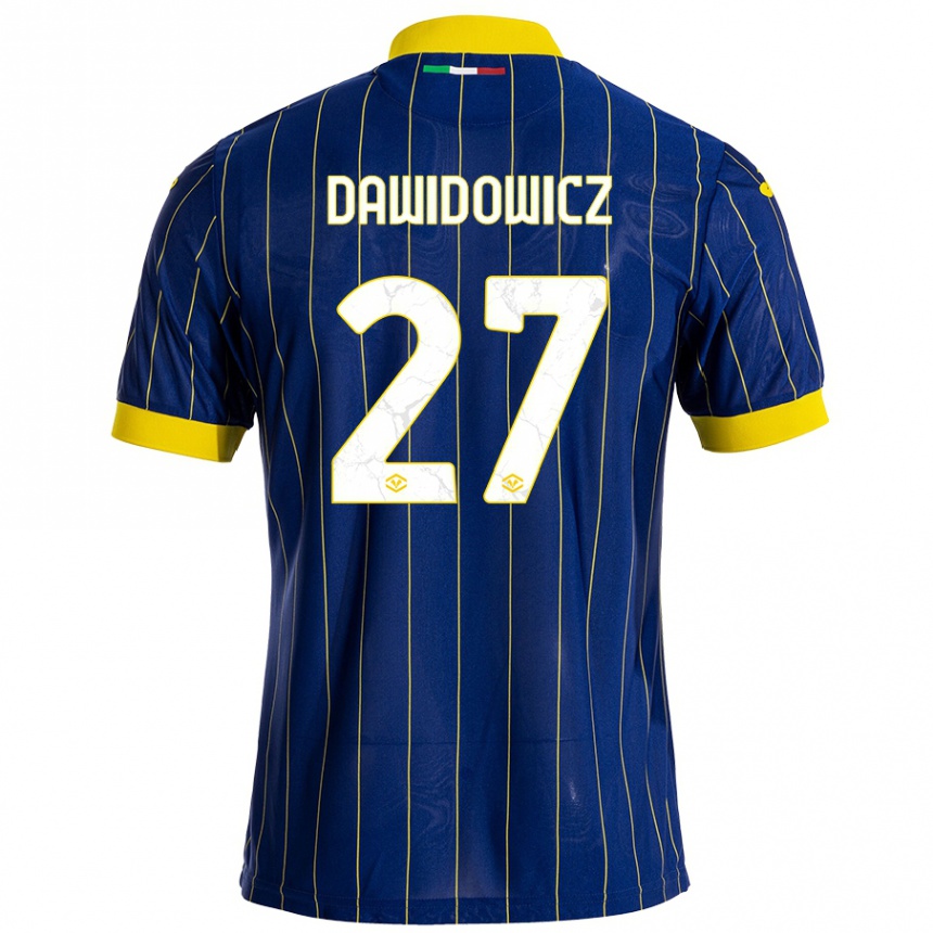 Niño Fútbol Camiseta Pawel Dawidowicz #27 Azul Amarillo 1ª Equipación 2024/25 Argentina