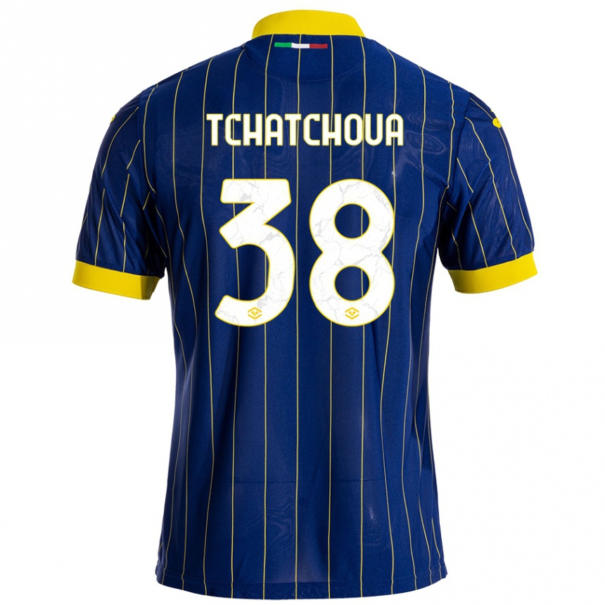 Niño Fútbol Camiseta Jackson Tchatchoua #38 Azul Amarillo 1ª Equipación 2024/25 Argentina