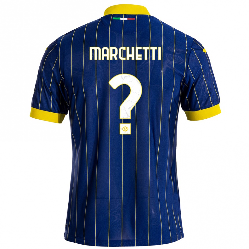 Niño Fútbol Camiseta Nicolò Marchetti #0 Azul Amarillo 1ª Equipación 2024/25 Argentina