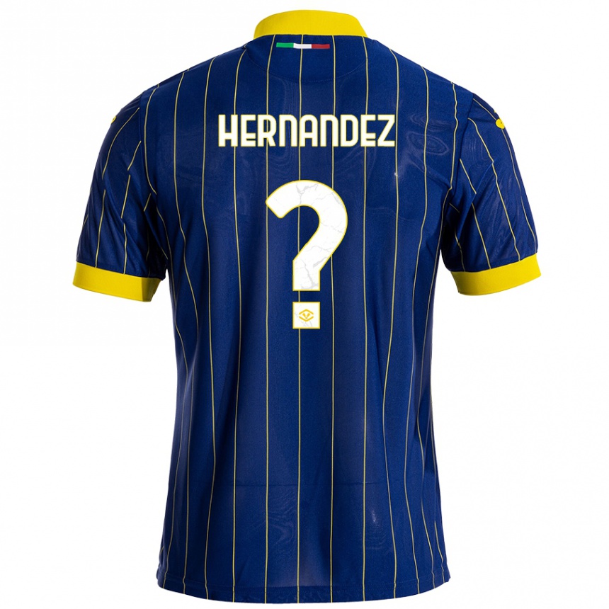 Niño Fútbol Camiseta Joaquin Hernandez #0 Azul Amarillo 1ª Equipación 2024/25 Argentina