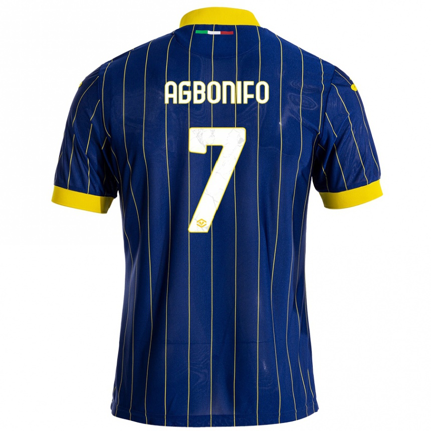 Niño Fútbol Camiseta Richi Agbonifo #7 Azul Amarillo 1ª Equipación 2024/25 Argentina