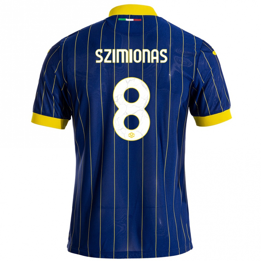 Niño Fútbol Camiseta Luca Szimionas #8 Azul Amarillo 1ª Equipación 2024/25 Argentina