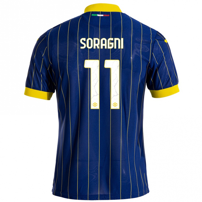 Niño Fútbol Camiseta Alberto Soragni #11 Azul Amarillo 1ª Equipación 2024/25 Argentina