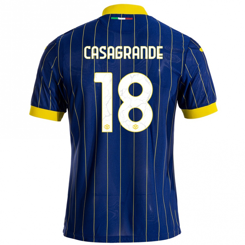 Niño Fútbol Camiseta Davide Casagrande #18 Azul Amarillo 1ª Equipación 2024/25 Argentina