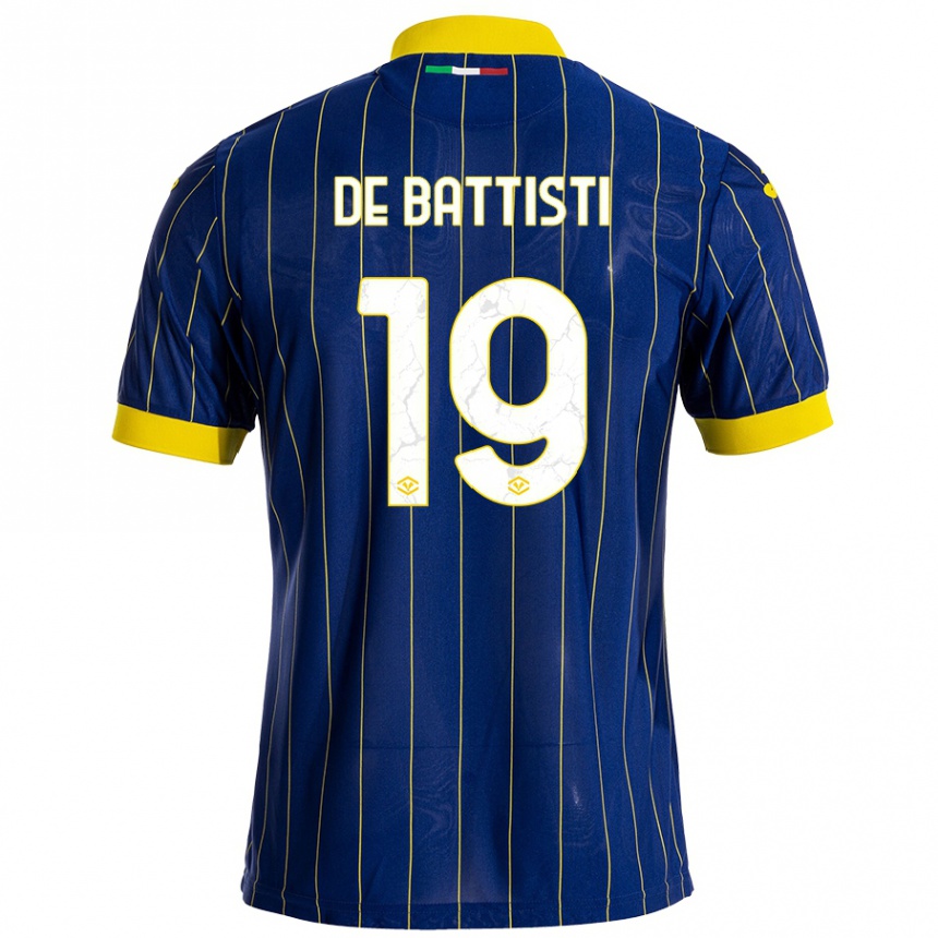 Niño Fútbol Camiseta Davide De Battisti #19 Azul Amarillo 1ª Equipación 2024/25 Argentina